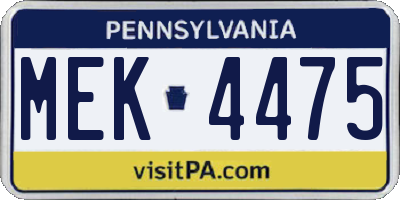 PA license plate MEK4475