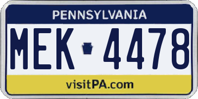 PA license plate MEK4478
