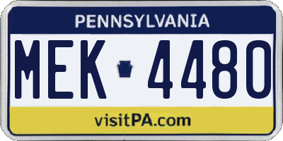 PA license plate MEK4480