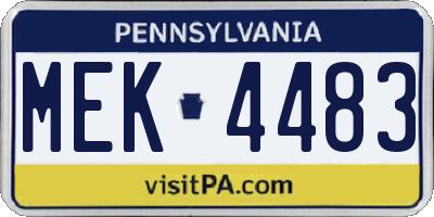 PA license plate MEK4483