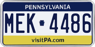 PA license plate MEK4486