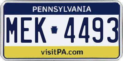 PA license plate MEK4493