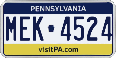 PA license plate MEK4524
