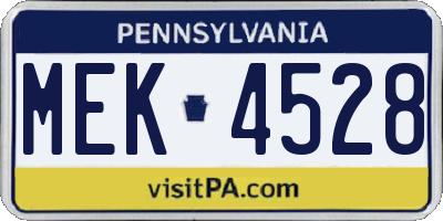 PA license plate MEK4528