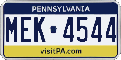 PA license plate MEK4544