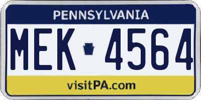 PA license plate MEK4564