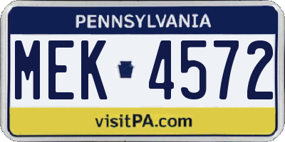 PA license plate MEK4572