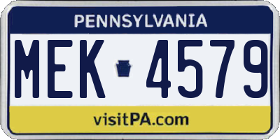 PA license plate MEK4579