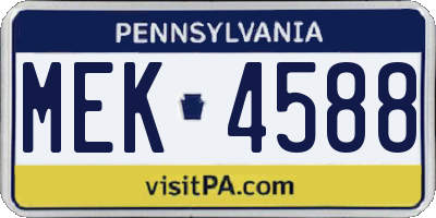 PA license plate MEK4588