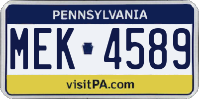 PA license plate MEK4589