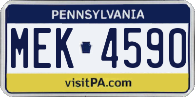 PA license plate MEK4590