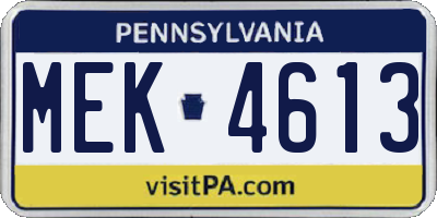 PA license plate MEK4613