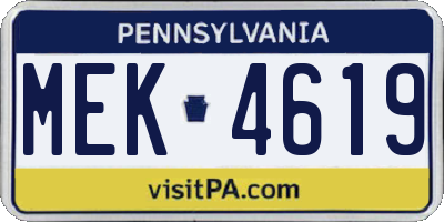 PA license plate MEK4619