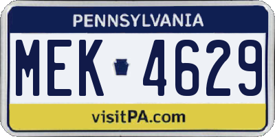 PA license plate MEK4629