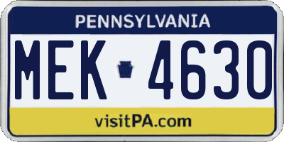 PA license plate MEK4630