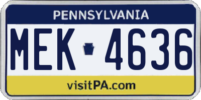 PA license plate MEK4636