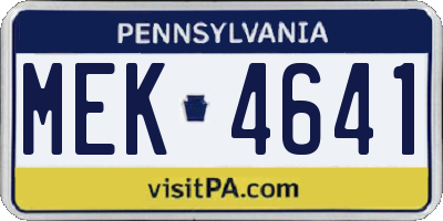 PA license plate MEK4641