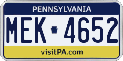 PA license plate MEK4652