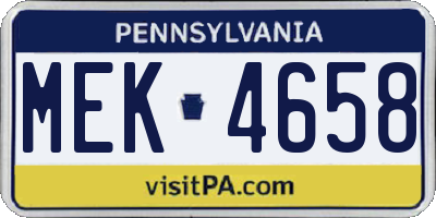 PA license plate MEK4658