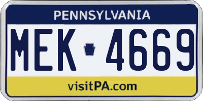 PA license plate MEK4669