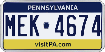 PA license plate MEK4674