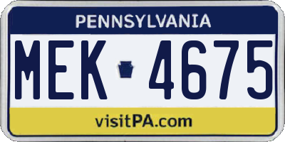PA license plate MEK4675