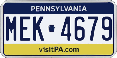 PA license plate MEK4679