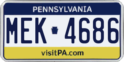 PA license plate MEK4686