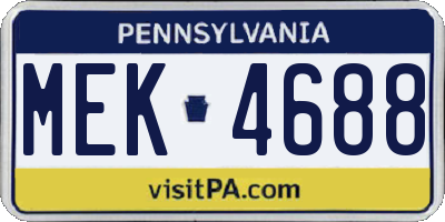 PA license plate MEK4688