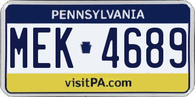 PA license plate MEK4689