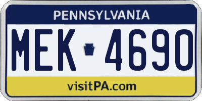 PA license plate MEK4690