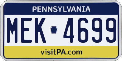 PA license plate MEK4699