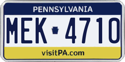 PA license plate MEK4710