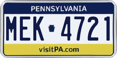 PA license plate MEK4721