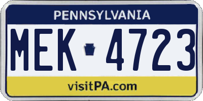PA license plate MEK4723