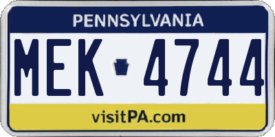 PA license plate MEK4744