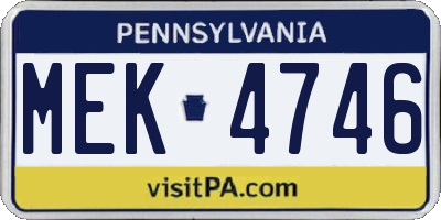 PA license plate MEK4746