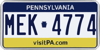 PA license plate MEK4774