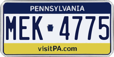 PA license plate MEK4775