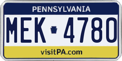 PA license plate MEK4780