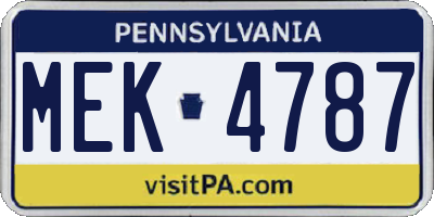 PA license plate MEK4787