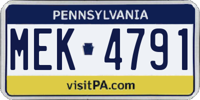 PA license plate MEK4791