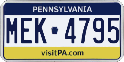 PA license plate MEK4795