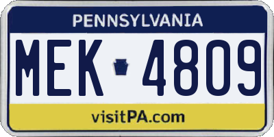 PA license plate MEK4809