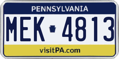 PA license plate MEK4813