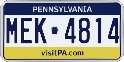 PA license plate MEK4814