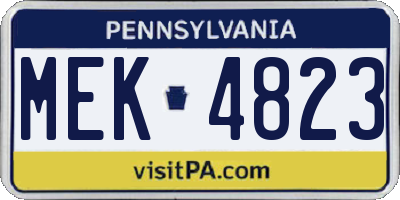 PA license plate MEK4823