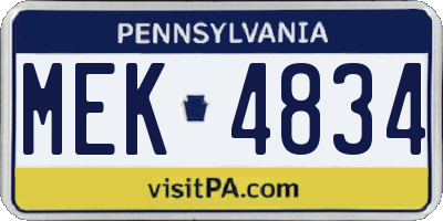 PA license plate MEK4834