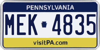 PA license plate MEK4835