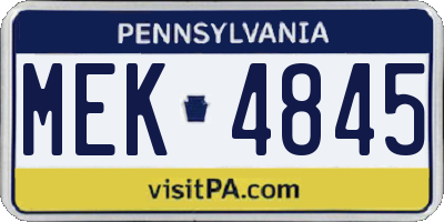 PA license plate MEK4845
